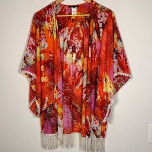 Jennie & Martis Boho Floral Tassels festival Vibrant Kimono XL